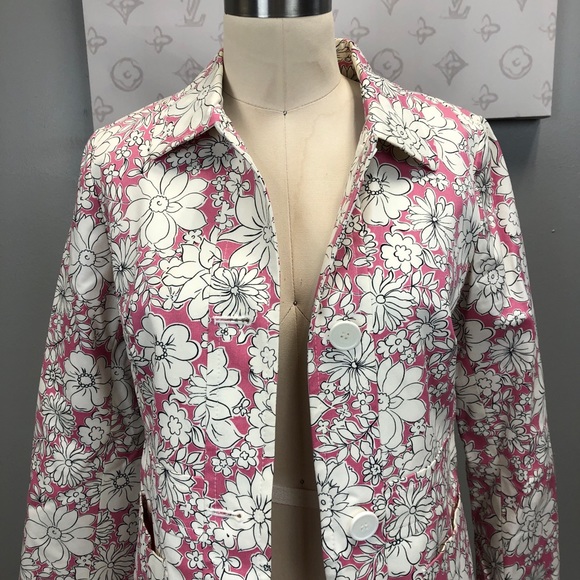 LOFT Ann Taylor Petites- pink and white tench coat 6P e99-1 - Picture 2 of 5